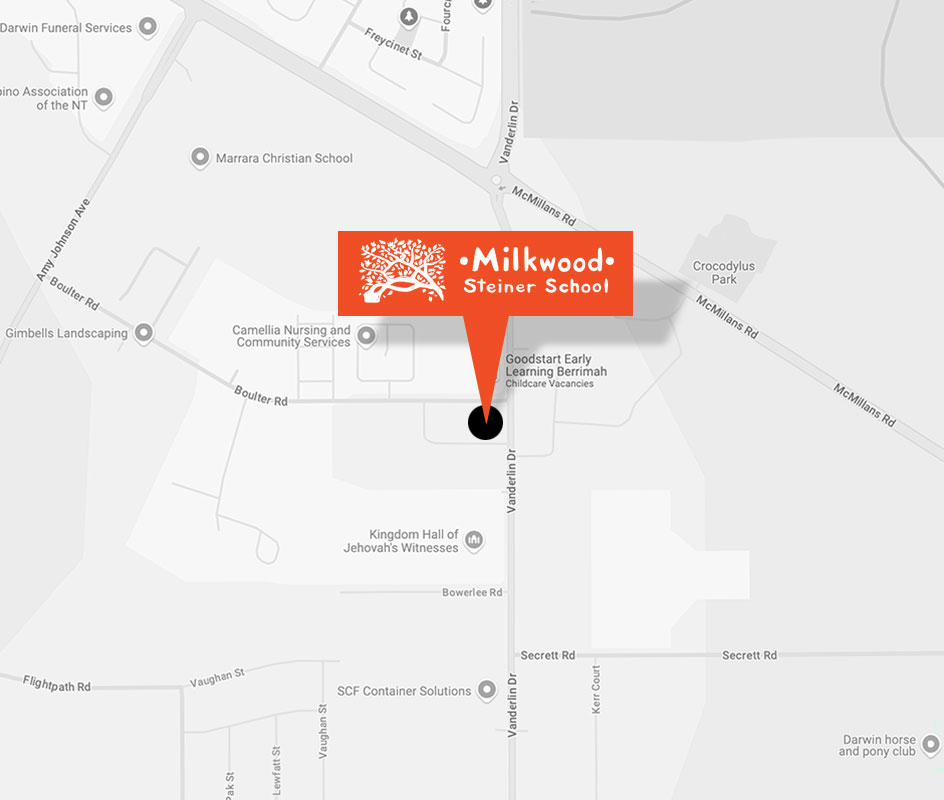 Map showing the location of Milkwood School